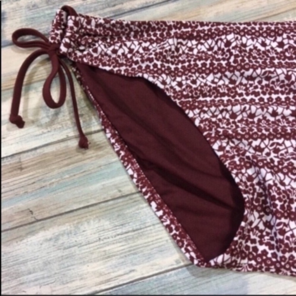 Mossimo Red White Floral Tie Side Bikini Bottoms XL Hipster Swim - Picture 3 of 5